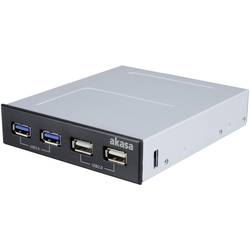 Akasa AK-ICR-12V3 USB Hub 4 porty USB-A USB 3.0 5 GBit/s černá Akasa InterConnect S - Anschlüsse am vorderen Bedienfeld des Speicherschachts (A