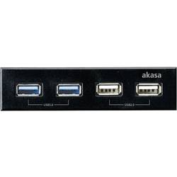 Akasa AK-ICR-12V3 USB Hub 4 porty USB-A USB 3.0 5 GBit/s černá Akasa InterConnect S - Anschlüsse am vorderen Bedienfeld des Speicherschachts (A