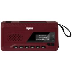 Imperial DABMAN OR 2 outdoorové rádio DAB+, FM nouzové rádio, Bluetooth, USB s USB nabíječkou, Ruční klika, Solární panel, stolní lampa, s akumulátorem červená