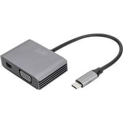 Digitus DA-70825 Mini-DisplayPort / USB-C® / VGA adaptér [1x USB-C® - 2x mini DisplaPort zásuvka, VGA zásuvka] černá stíněný, kulatý 0.2 m