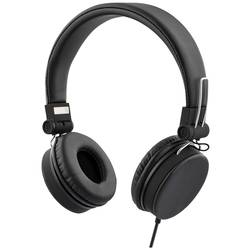 STREETZ HL-W200 Sluchátka On Ear kabelová stereo černá složitelná, Dálkový ovladač, headset