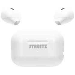 STREETZ TWS-114 In Ear Headset Bluetooth® stereo bílá Indikátor nabití, headset, Nabíjecí pouzdro, regulace hlasitosti, dotykové ovládání