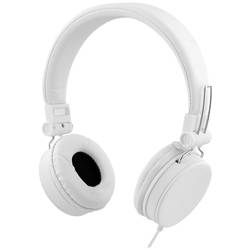STREETZ HL-W203 Sluchátka On Ear kabelová stereo bílá složitelná, Dálkový ovladač, headset
