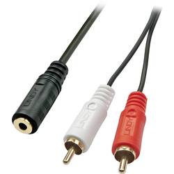 LINDY 35677 Kabel cinch / jack audio adaptér [2x cinch zástrčka - 1x jack zásuvka 3,5 mm] černá