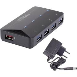 Renkforce 4 + 1 port USB 3.0 hub s portem pro rychlé nabíjení, se stavovými LED černá