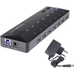 Renkforce 7 + 2 porty USB 3.0 hub s portem pro rychlé nabíjení, se stavovými LED černá