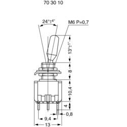 Miniaturní páčkový spínač Miyama MS 500-BC-J, 125 V/AC, 6 A, 2x (zap)/vyp/(zap), 1 ks