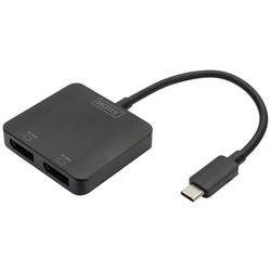 Digitus DS-45339 DisplayPort / USB-C® adaptér [1x USB-C® - 2x zásuvka DisplayPort] černá podpora HDMI, High Speed HDMI, Ultra HD (4K) HDMI, DisplayPort 1.2