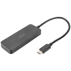 Digitus DS-45334 DisplayPort / USB-C® adaptér [1x USB-C® - 3x zásuvka DisplayPort] černá bez nabíjecí zásuvky, Ultra HD (4K) HDMI, DisplayPort 1.4