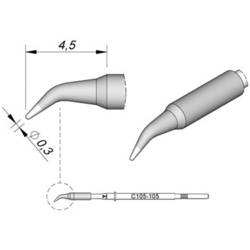 JBC Tools C115105 pájecí hrot oblý, zahnutý Velikost hrotů 0.3 mm Délka hrotů 5 mm Obsah 1 ks