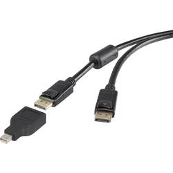 Renkforce Mini-DisplayPort / DisplayPort kabelový adaptér Mini DisplayPort konektory, Konektor DisplayPort 0.50 m černá pozlacené kontakty, s feritovým jádrem