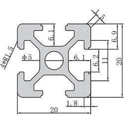 TRU COMPONENTS 2020A TC-10493168 strut profil hliník eloxovaný stříbrná 1000 mm x 20 mm x 20 mm 1 ks