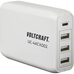 VOLTCRAFT UC-4ACX002 USB nabíječka 62 W do zásuvky (230 V) Výstupní proud (max.) 3400 mA Počet výstupů: 4 x USB, USB-C® zásuvka (nabíjení)