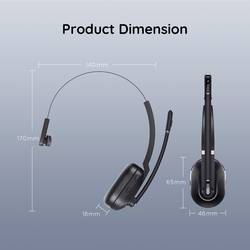 EKSA H5 Sluchátka On Ear Bluetooth® černá Redukce šumu mikrofonu, Potlačení hluku headset, se základní stanicí Bluetooth® , vč. nabíjecí a dokovací stanice,