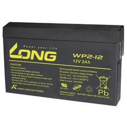 Long WP2-12 WP2-12 olověný akumulátor 12 V 2 Ah olověný se skelným rounem (š x v x h) 150 x 90 x 20 mm plochý konektor 4,8 mm nepatrné vybíjení, bezúdržbové