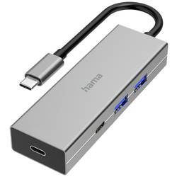 Hama 4 porty USB 3.0 hub s portem pro rychlé nabíjení, s konektorem USB C šedá
