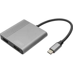 Digitus DA-70828 HDMI / USB-C® adaptér [1x USB-C® - 2x HDMI zásuvka] černá stíněný, kulatý 0.18 m