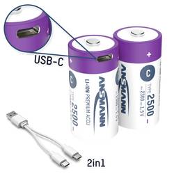 Ansmann LR15 USB-C akumulátor malé mono C Li-Ion akumulátor 2500 mAh 1.5 V 2 ks