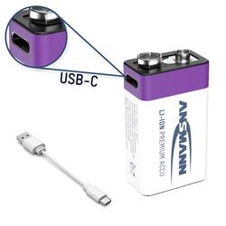 Ansmann E-Block USB-C akumulátor 9 V Li-Ion akumulátor 400 mAh 9 V 1 ks