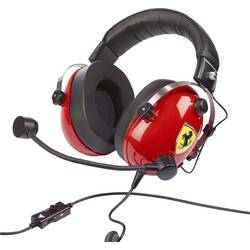 Thrustmaster T.Racing Scuderia Ferrari EDITION Gaming Sluchátka Over Ear kabelová stereo červená Potlačení hluku regulace hlasitosti, Vypnutí zvuku mikrofonu