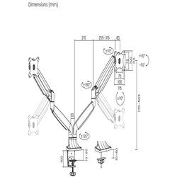 SpeaKa Professional SP-MM-930 rameno na monitory 2 Displej: (s) 33,0 cm (13) - 81,3 cm (32) stříbrná nakláněcí, naklápěcí, nastavitelná výška, otočný