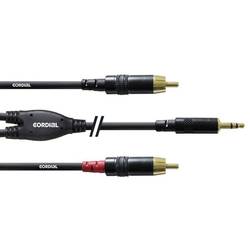 Cordial CFY3WCC audio kabelový adaptér [1x jack zástrčka 3,5 mm - 2x cinch zástrčka] 3.00 m černá