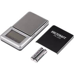 VOLTCRAFT PS-200 kapesní váha VC-8912595 Max. váživost 200 g Rozlišení 0.01 g na baterii černá, stříbrná