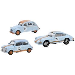 Schuco 452671600 H0 model osobního automobilu Citroën, Mini, Porsche 3dílná sada Vintage Racing, MHI