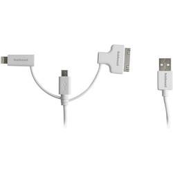 Hähnel Fototechnik Nabíjecí kabel USB USB-A zástrčka, Apple Lightning konektor, USB Micro-B zástrčka, Apple 30pol. zástrčka 1.50 m bílá 10006510