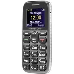 Primo by DORO 215 telefon pro seniory nabíjecí stanice, tlačítko SOS šedá