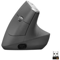 Logitech MX Vertical optická ergonomická myš, přenos Bluetooth®, bezdrátový, 4 tlačítko, 4000 dpi, černá, stříbrná