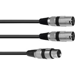 Omnitronic 30225203 XLR kabelový adaptér [1x XLR zásuvka 3pólová - 2x XLR zástrčka 3pólová] 0.50 m černá