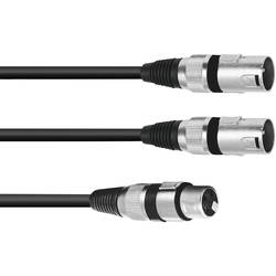 Omnitronic 30225205 XLR kabelový adaptér [1x XLR zásuvka 3pólová - 2x XLR zástrčka 3pólová] 1.50 m černá