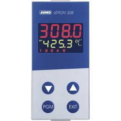 Jumo dTRON 308 (hoch) PID termostat Pt100, PT500, Pt1000, KTY11-6 , L , J , U , T , K, E , N , S , R , B , C , D -200 do +2400 °C relé 3 A, analogový proudový