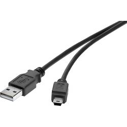 Renkforce USB kabel USB 2.0 USB-A zástrčka, USB Mini-B zástrčka 0.15 m černá pozlacené kontakty RF-4455804