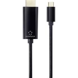Renkforce USB-C® / HDMI kabelový adaptér USB-C ® zástrčka, Zástrčka HDMI-A 1.80 m černá UHD 4K @ 60 Hz RF-4531592 Kabel pro displeje USB-C®