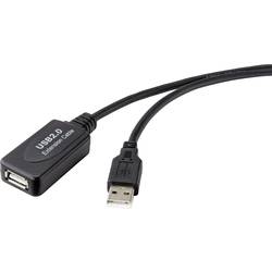 Renkforce USB kabel USB 2.0 USB-A zástrčka, USB-A zásuvka 10.00 m černá Aktivní se zesílením signálu RF-4535084