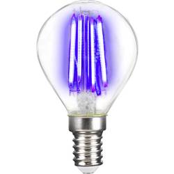 LightMe LM85311 LED Energetická třída (EEK2021) G (A - G) E14 kapkový tvar 4 W modrá (Ø x v) 45 mm x 78 mm vlákno 1 ks