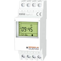 spínací hodiny na DIN lištu 1 ks Suevia DigiPro 2 Spínací napětí (max.): 250 V/AC Spínací proud (max.): 16 A 2 přepínací kontakty denní program, týdenní