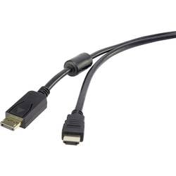 Renkforce DisplayPort / HDMI kabelový adaptér Konektor DisplayPort, Zástrčka HDMI-A 5.00 m černá RF-4382730 s feritovým jádrem, pozlacené kontakty Kabel