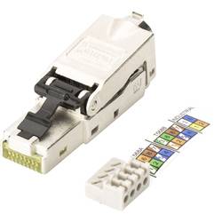 Digitus RJ45 síťový konektor CAT 6A, nevybavený specifikací [1x LSA, IDC konektor, rychlospojka - 1x RJ45 zástrčka, RJ45 zástrčka 8p8c] stříbrná, ocelová