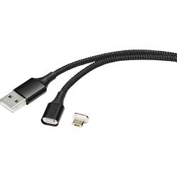 Renkforce USB kabel USB 2.0 USB-A zástrčka, USB Micro-B zástrčka 1.00 m černá magnetická zástrčka RF-4746074