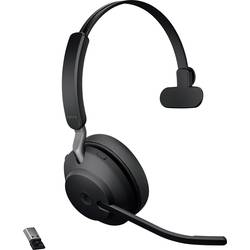 Jabra Evolve2 65 monaural telefon Sluchátka On Ear Bluetooth® mono černá regulace hlasitosti, Indikátor nabití, Vypnutí zvuku mikrofonu