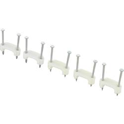 TRU COMPONENTS TC-DNF17203 hřebíkové příchytky 1593094 Průměr kabelového svazku (rozsah) 17.70 mm (max) s dvěma oky bílá 100 ks