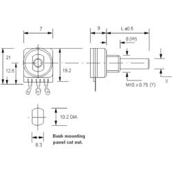 Potentiometer Service 7238, 7238 otočný potenciometr, Mono, 0.25 W, 100 kΩ, 1 ks