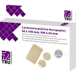 TRU COMPONENTS T1906SA037 eurodeska tvrzený papír (d x š) 100 mm x 60 mm 35 µm Rastr (rozteč) 2.54 mm Množství 4 ks