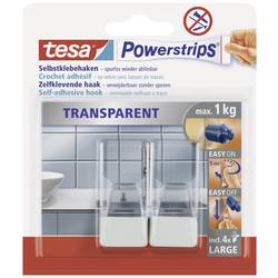 tesa POWERSTRIPS® Lepicí háček velký transparentní, bílá Množství: 2 ks