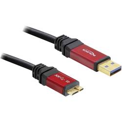 Delock USB kabel USB 3.2 Gen1 (USB 3.0 / USB 3.1 Gen1) USB-A zástrčka, USB Micro-B 3.0 zástrčka 1.00 m červená, černá pozlacené kontakty, UL certifikace 82760