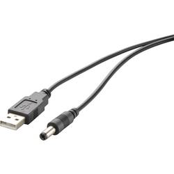 Renkforce Napájecí kabel USB USB 2.0 USB-A zástrčka, DC zástrčka 3,5 mm 1.00 m černá pozlacené kontakty RF-4079667
