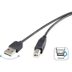 Renkforce USB kabel USB 2.0 USB-A zástrčka, USB-B zástrčka 1.80 m černá oboustranně zapojitelná zástrčka, pozlacené kontakty RF-4078644